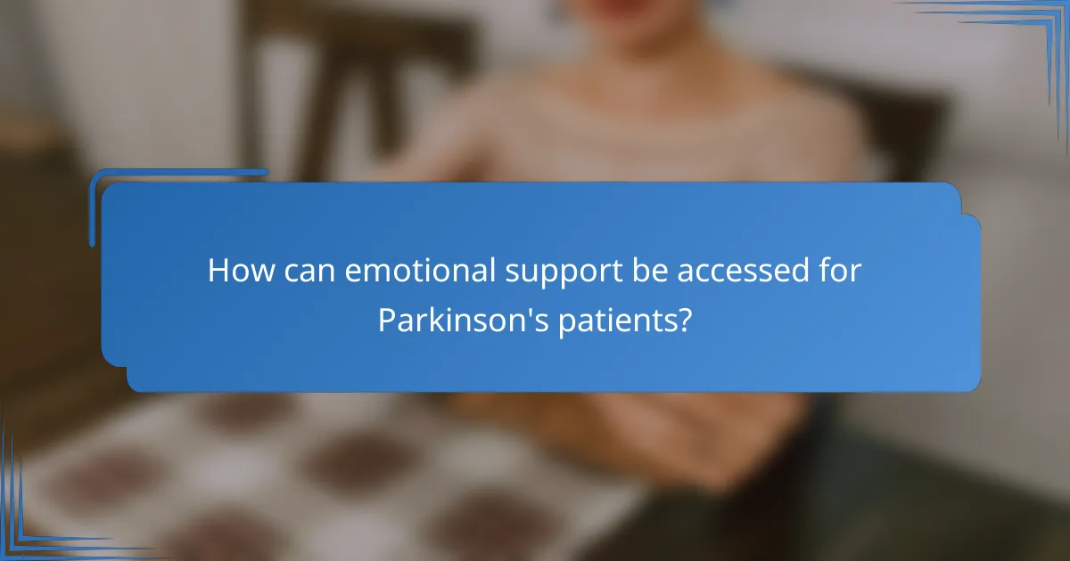 How can emotional support be accessed for Parkinson's patients?