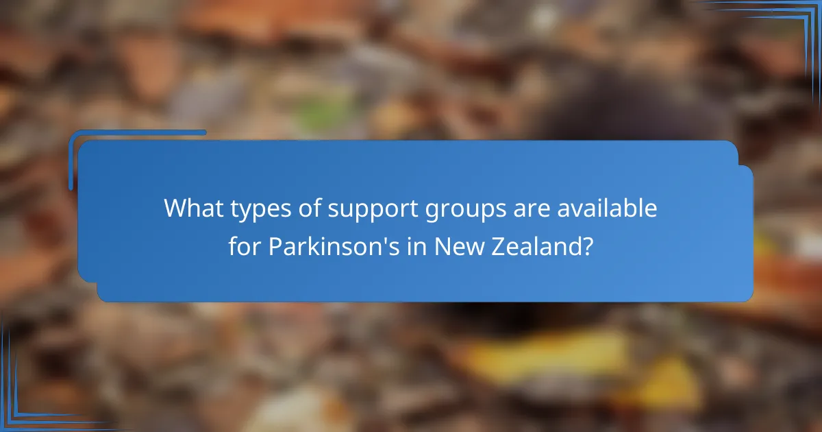 What types of support groups are available for Parkinson's in New Zealand?